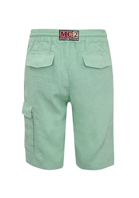 Bermuda Mc2 Saint Barth Marseille uomo MARSEILLE00308H Verde lino coulisse elastica tasche logo MC2 SAINT BARTH | Bermuda | MARSEILLE00308H53